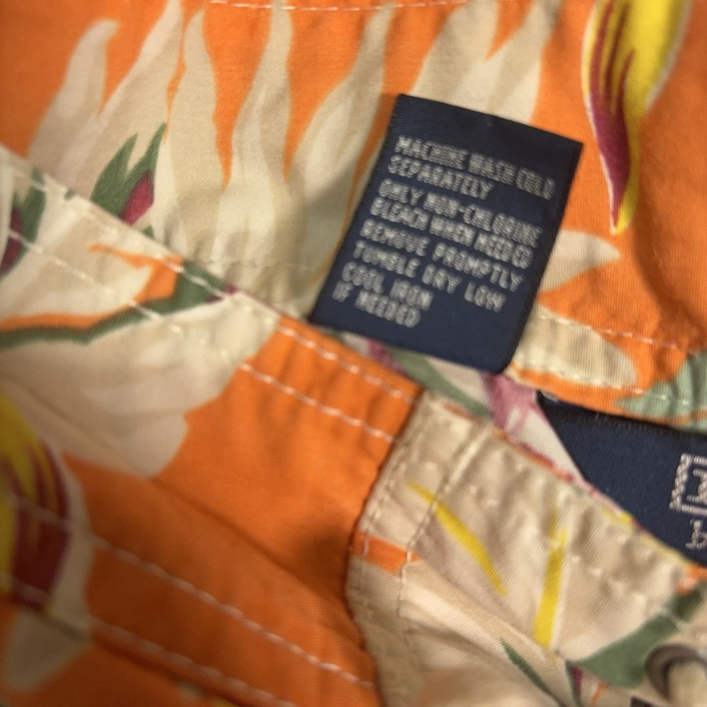 Polo Ralph Lauren Board Shorts Mens 38 Orange Floral Pockets 11" Inseam - Picture 6 of 9